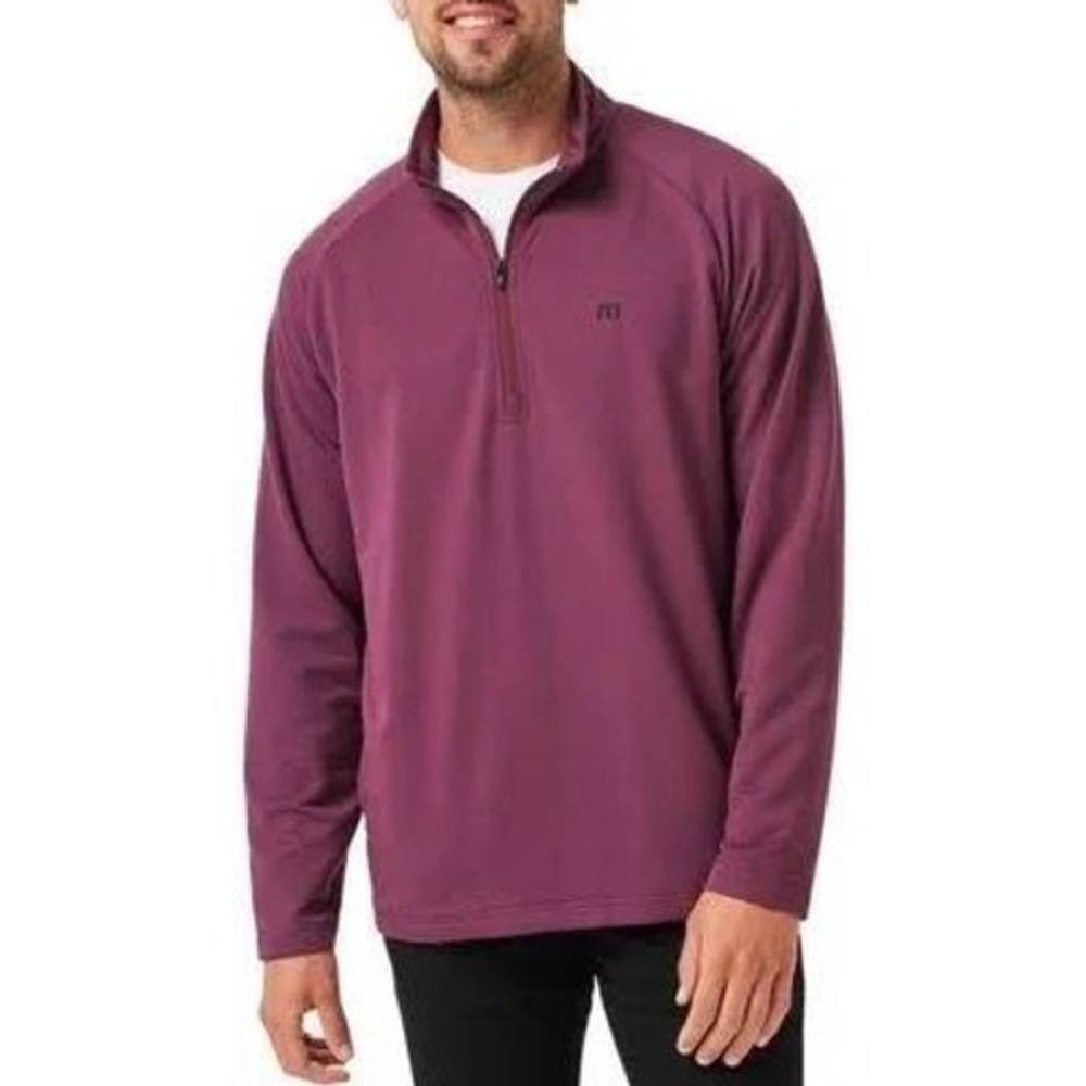 Travis Mathew Valiant Quarter Zip Pullover Mauve Wine Large New With Tags